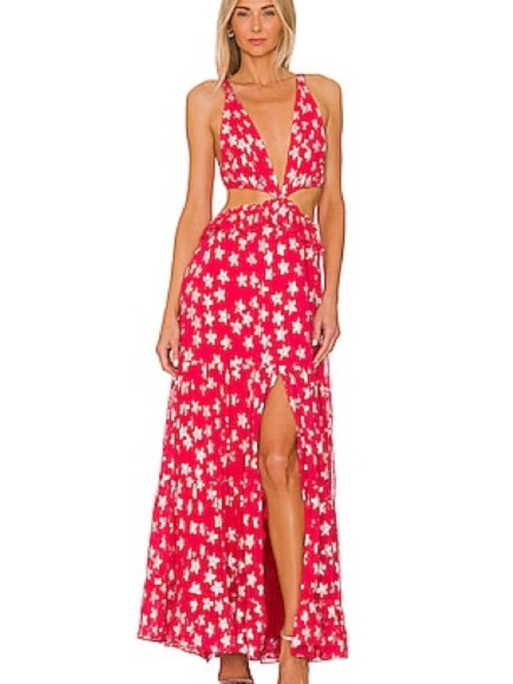 Rococo Sand Women's Pink Cut Out Star Tiered Maxi Dress